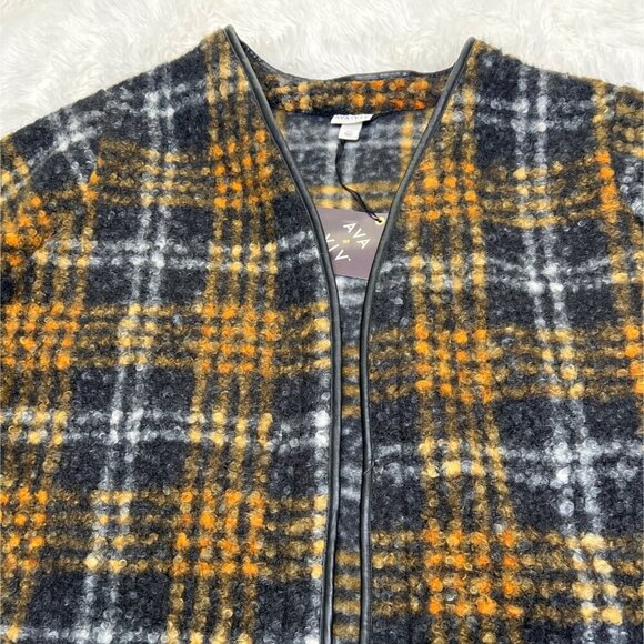 Ava & Viv Brown Cardigan Plaid Open Front Coatigan Size 4XL - Picture 8 of 16